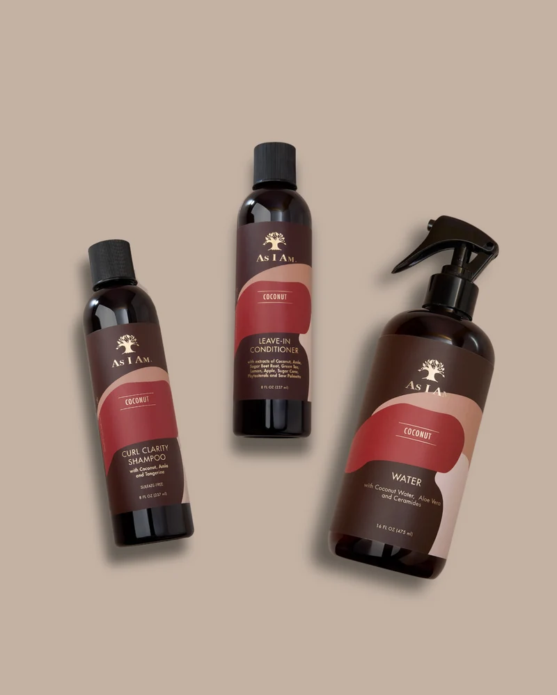 Kokoswater, Curl Clarity Shampoo en Coconut Leave-In Conditioner