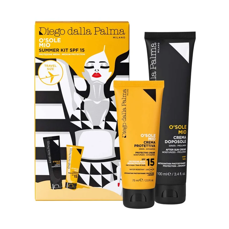 O'sole Mio - Kit Solare Spf15 Media Protezione - Crema Spf 15 Travel Size + Doposole Travel Size