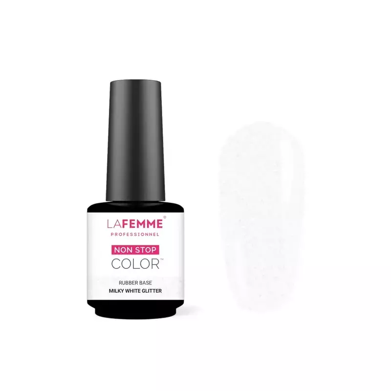 Smalto Gel Polish Rubber Base R006 Milky White Glitter LaFemme 15 gr