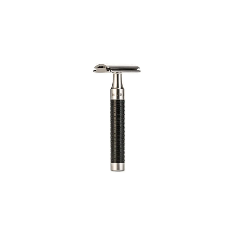 Rasoio di Sicurezza Inox Manico Nero Muhle Rocca R96