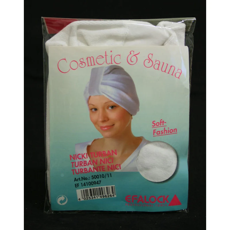 Turbante ciniglia elasticizzata col. Bianco Mar