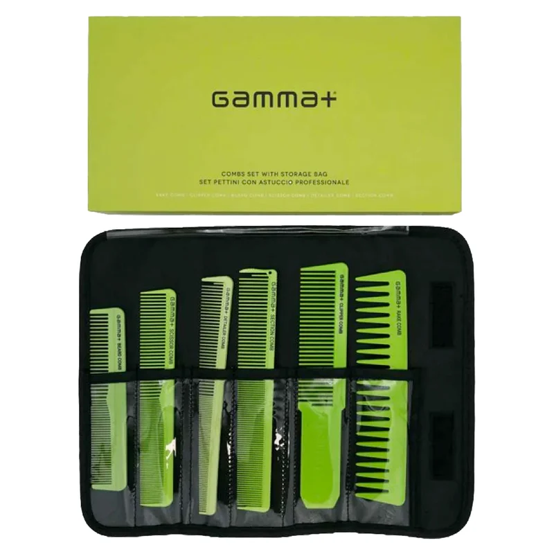 Set 6 Pettini Professionali con astuccio Verde Gamma+