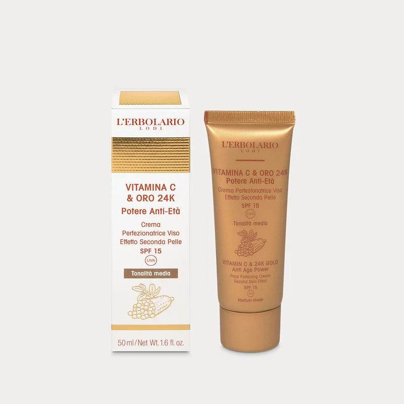 Crema Perfezionatrice Viso tonalità media Vitamina C & Oro 24K