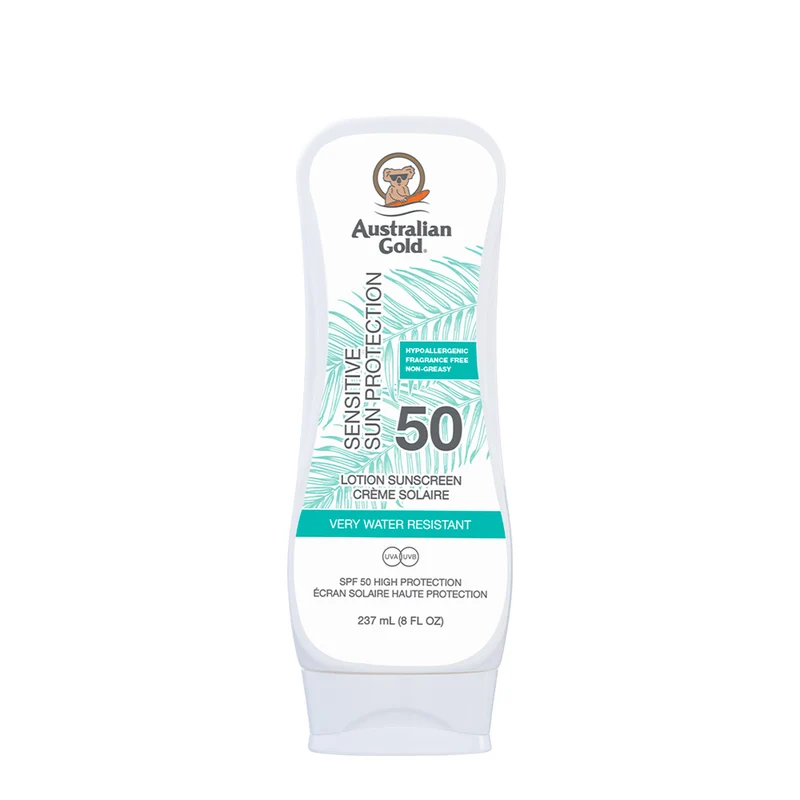 Australian Gold Spf50Lotion Sensitive Skin 237ml - protezione solare per pelli sensibili