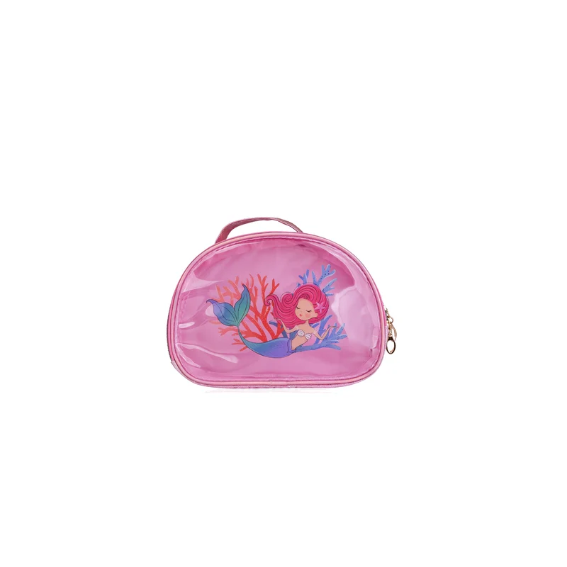 Beauty Cosmetic Bag rosa con cerniera fantasia Sirenetta