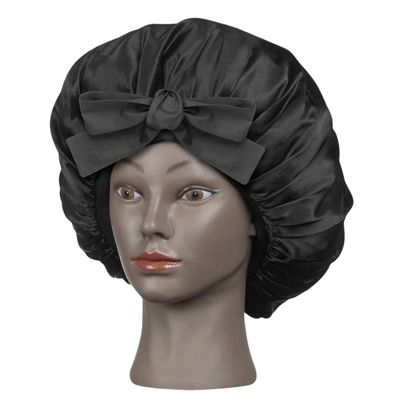 Cuffia per capelli Curl in Seta a doppio strato colore nero