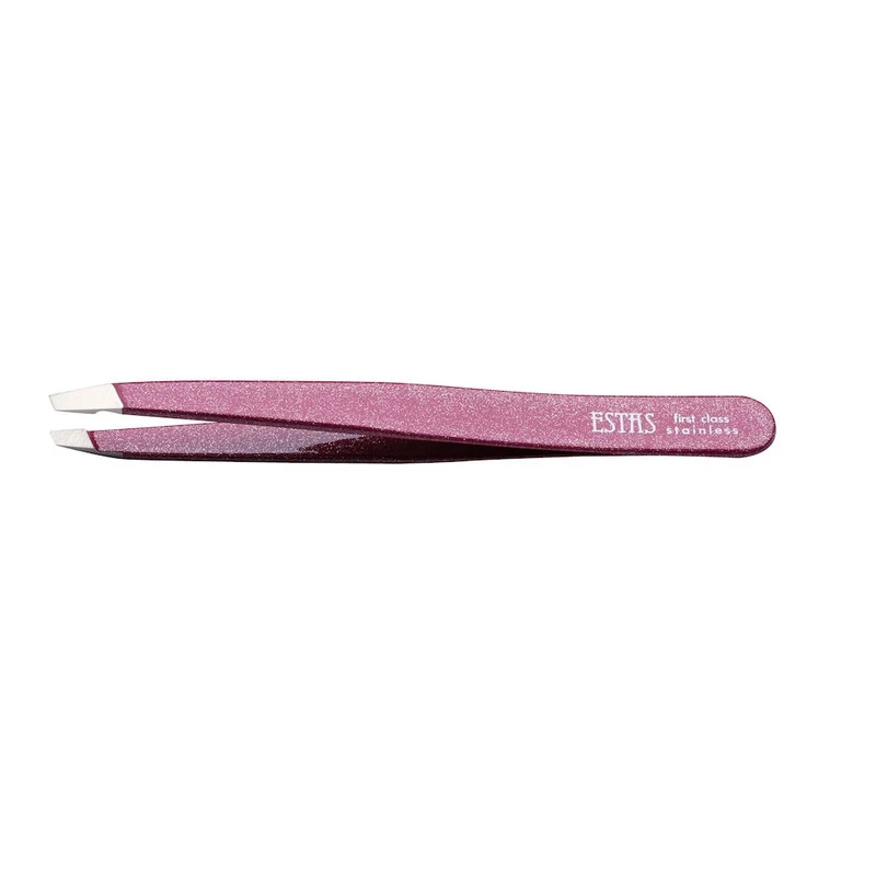 Pinzetta sopracciglia acciao inox taglio obliquo Metal Fucsia Estas