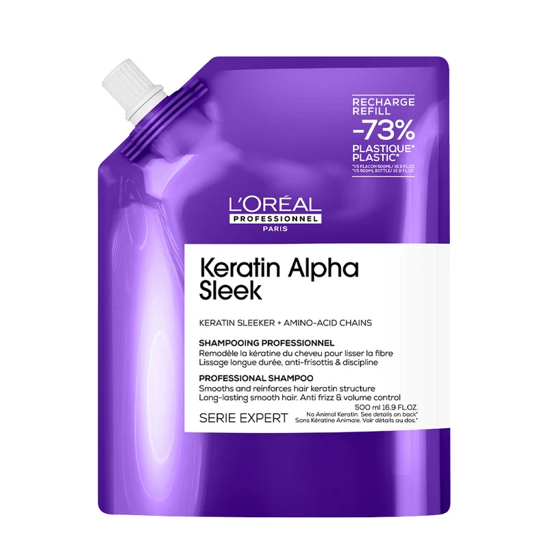 L'Oreal Professionnel Paris Serie Expert Keratin Alpha Sleek Shampoo Refill 500ml - shampoo disciplinante anticrespo