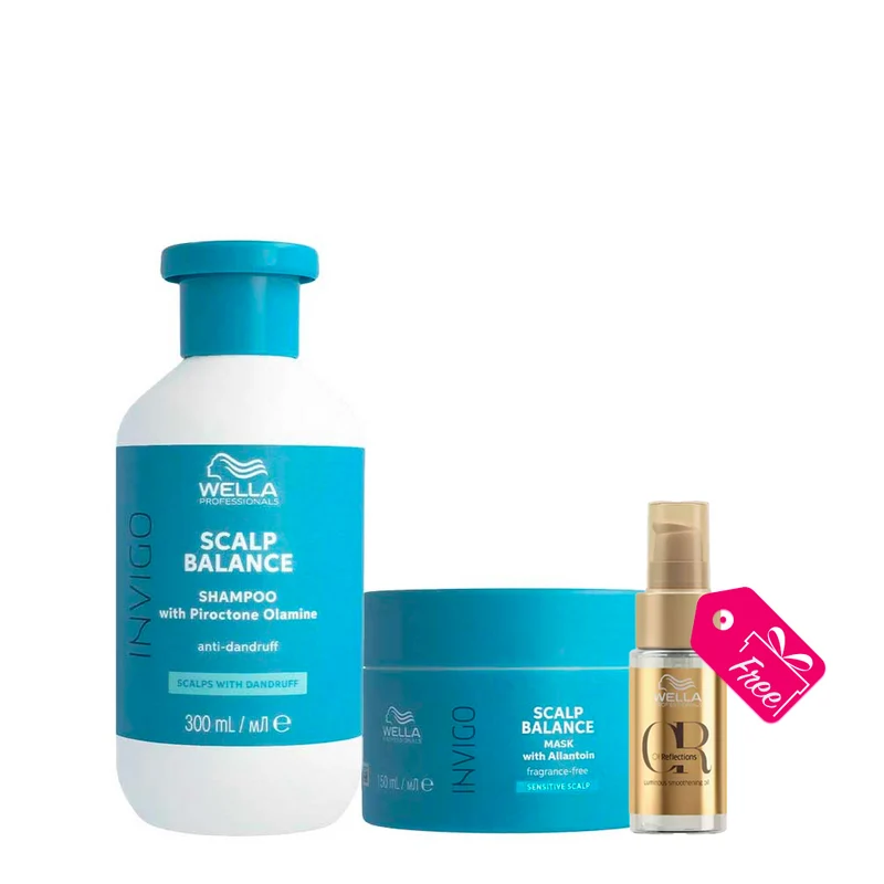 Wella Professionals Invigo Scalp Balance Clean Shampoo 300ml Mask 150ml + Oil Reflections Luminous Oil 30ml OMAGGIO