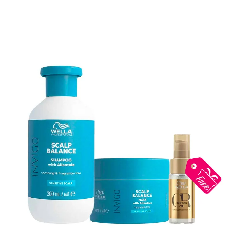 Wella Professionals Invigo Scalp Balance Calm Shampoo 300ml Mask 150ml + Oil Reflections Luminous Oil 30ml OMAGGIO
