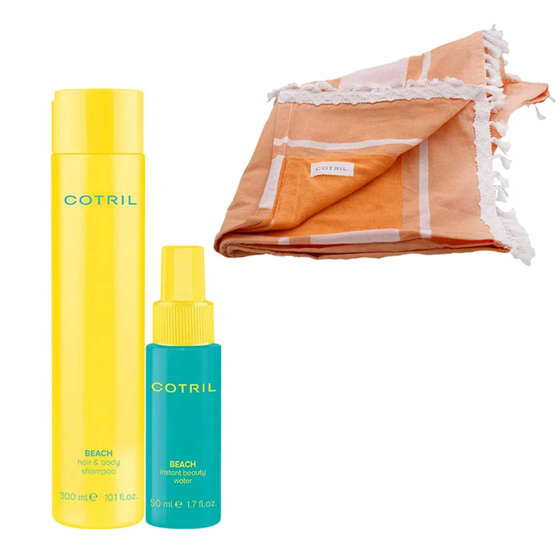 Cotril Beach Hair & Body Shampoo 300ml Instant Beauty Water 50ml + Telo Mare Etnico OMAGGIO