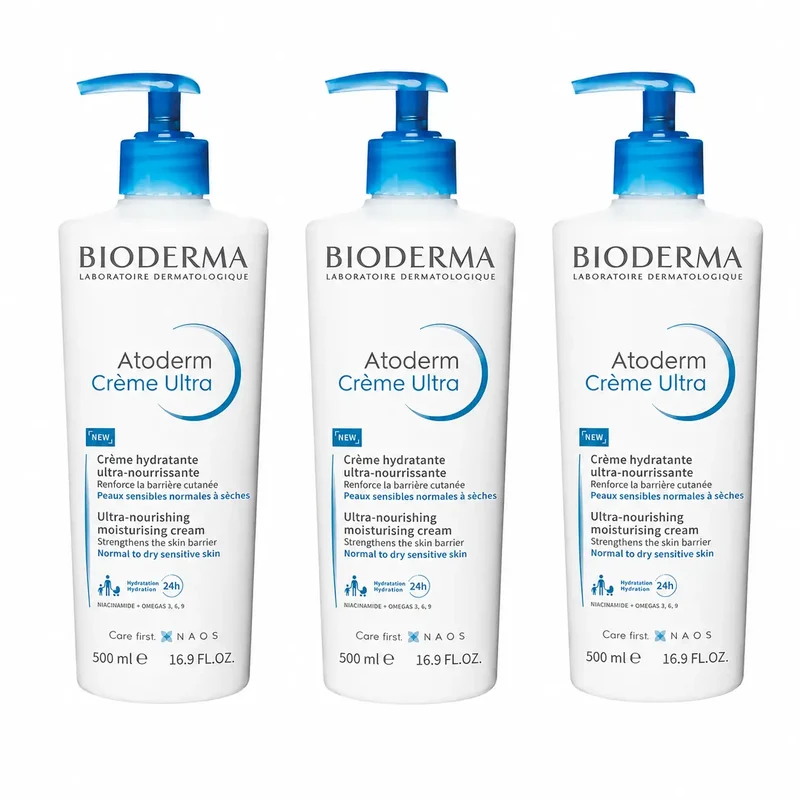 Bioderma Atoderm Ultra-Nourishing Cream 500 ml, pack of 3
