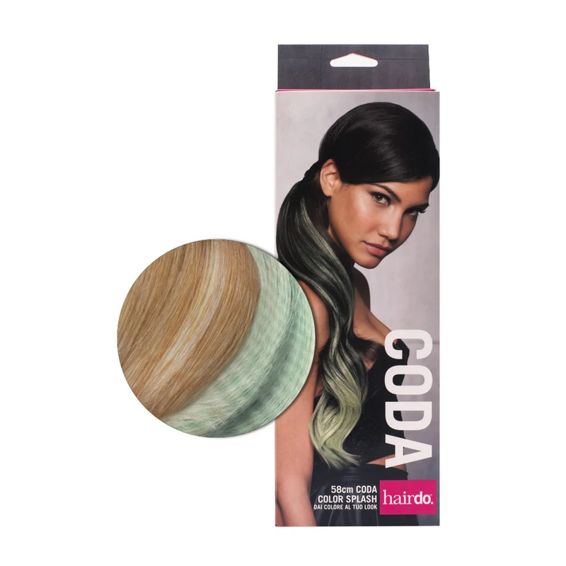 Hairdo Coda Color Splash Gold Wheat / Light Green 58 cm - coda verde chiaro su biondo chiaro