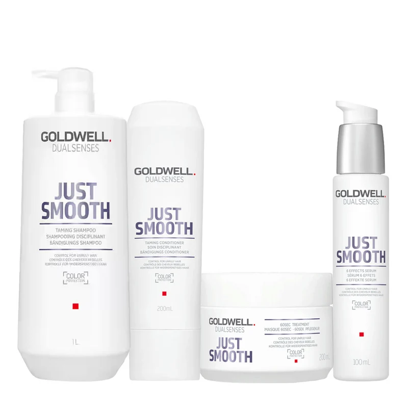 Goldwell Dualsenses Just Smooth Taming Shampoo 1000ml Conditioner 200ml Treatment 200ml Effects Serum 100ml