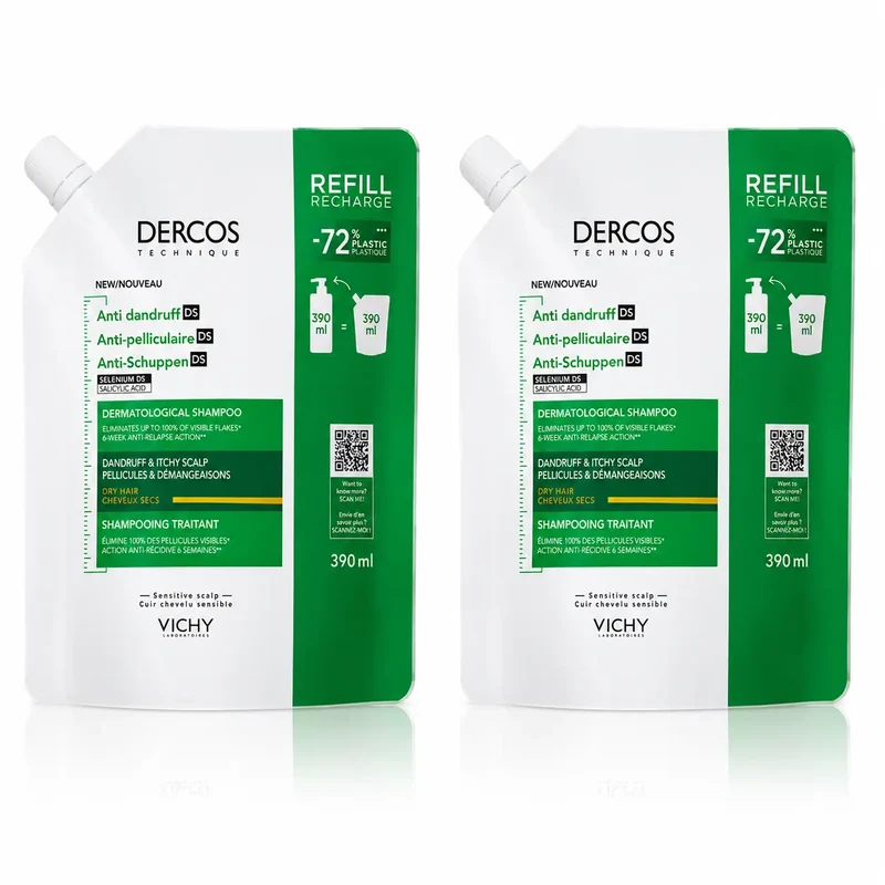 Vichy Pack Vichy Dercos Technique Ecorefill Anti-Dry Dandruff Shampoo, x2