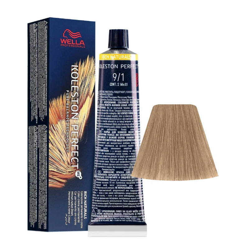 Wella Koleston Perfect Me+ Rich Naturals 9/1 Biondo Chiarissimo Cenere 60ml - colorazione permanente