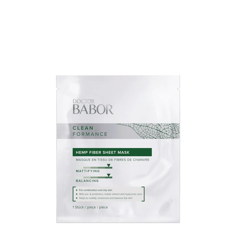 Babor Doctor Babor Doc Cleanformance Hemp Fiber Sheetmask - maschera viso rinfrescante in tessuto