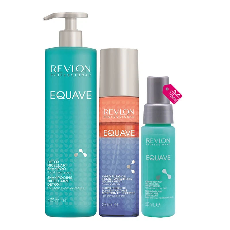 Revlon Equave Detox Micellar Shampoo 485ml Fusio-Oil 200ml + Conditioner 50ml OMAGGIO