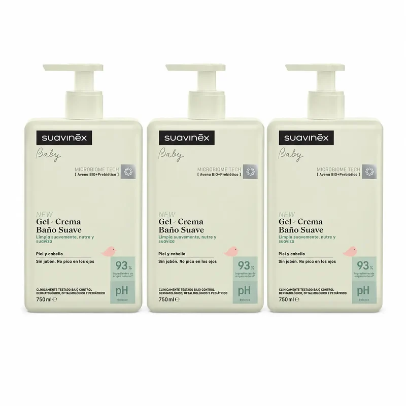 Suavinex Gentle Baby Bath Gel - Cream, 750 Ml , pack 3
