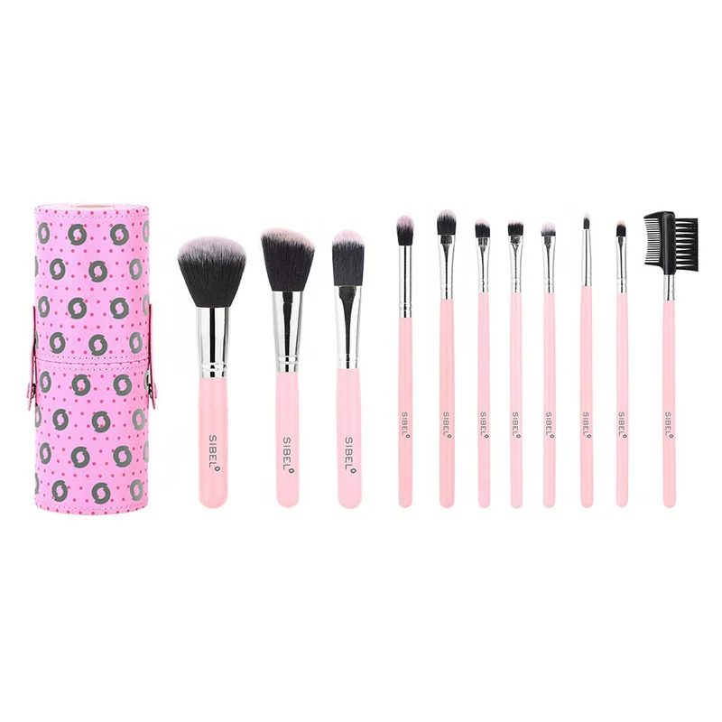 Set 11 Pennelli Trucco Make Up in setala sintetica Pink Flamingo