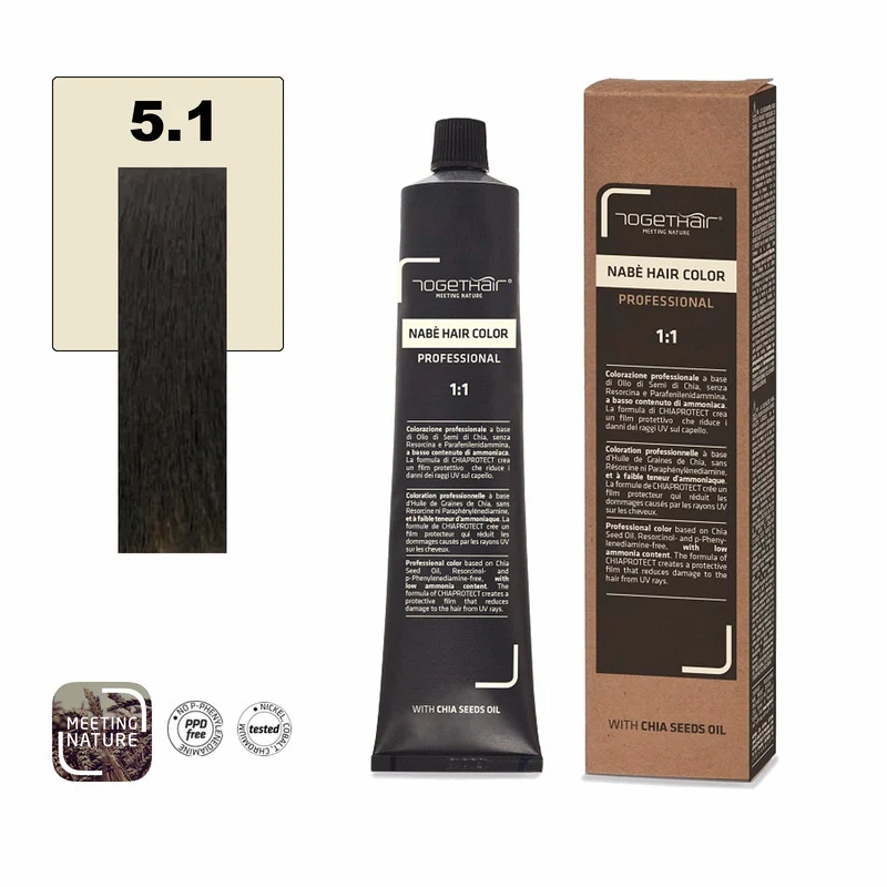 Nabe’ Hair Color Vegan nr. 5.1 Castano Chiaro Cenere Togethair 100 ml