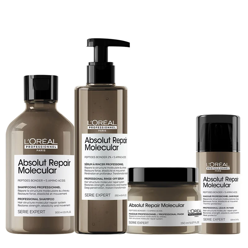 L'Oreal Professionnel Paris Absolut Repair Molecular Shampoo 300ml Conditioner 250ml Mask 150ml Leave-in 100ml
