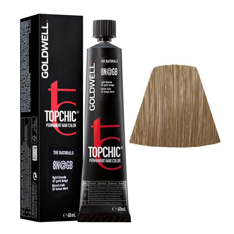 Goldwell Topchic Tube 8N@GB Light Blonde Elumenated Gold Beige 60ml - colore permanente in tubo
