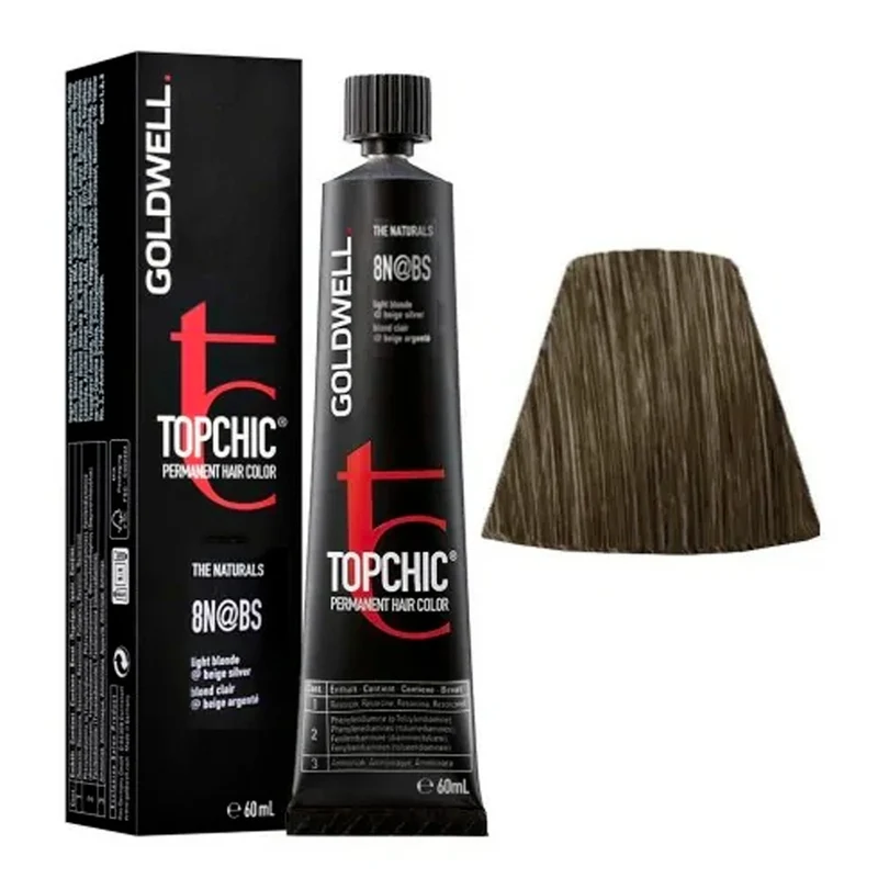 Goldwell Topchic Tube 8N@BS Light Blonde Elumenated Beige Silver 60ml - colore permanente in tubo