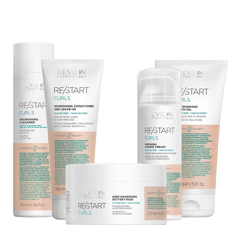 Revlon Restart Curly Shampoo250ml Conditioner250ml Mask250ml Defining Cream150ml Oil150ml