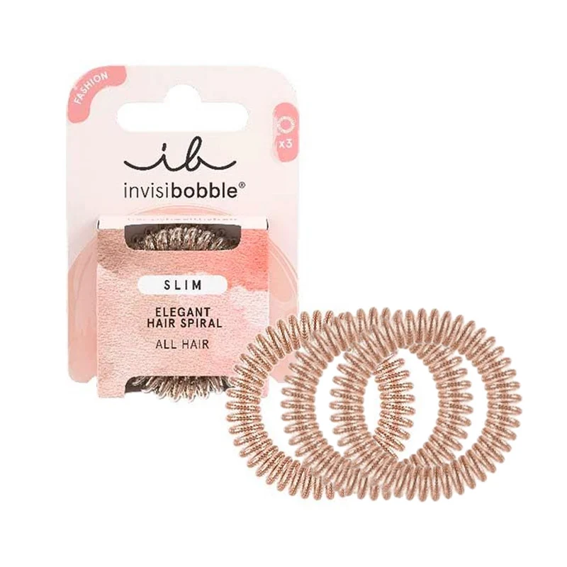 Invisibobble Slim Of Bronze and Beads 3pz - elastici a spirale per capelli fini