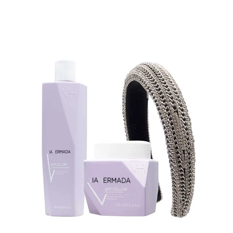 VIAHERMADA Anti-Yellow Shampoo 250ml Mask 250ml + Cerchietto Bombato In Regalo