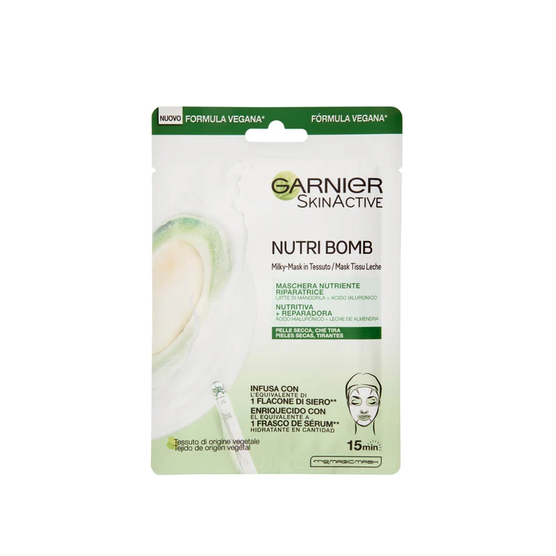 Garnier Nutri Bomb Latte di Mandorla Maschera in Tessuto per Pelli Secche