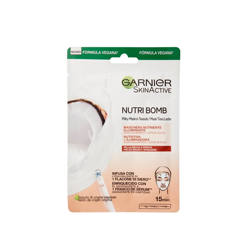 Garnier Nutri Bomb Latte di Cocco Maschera in Tessuto per Pelli Secche