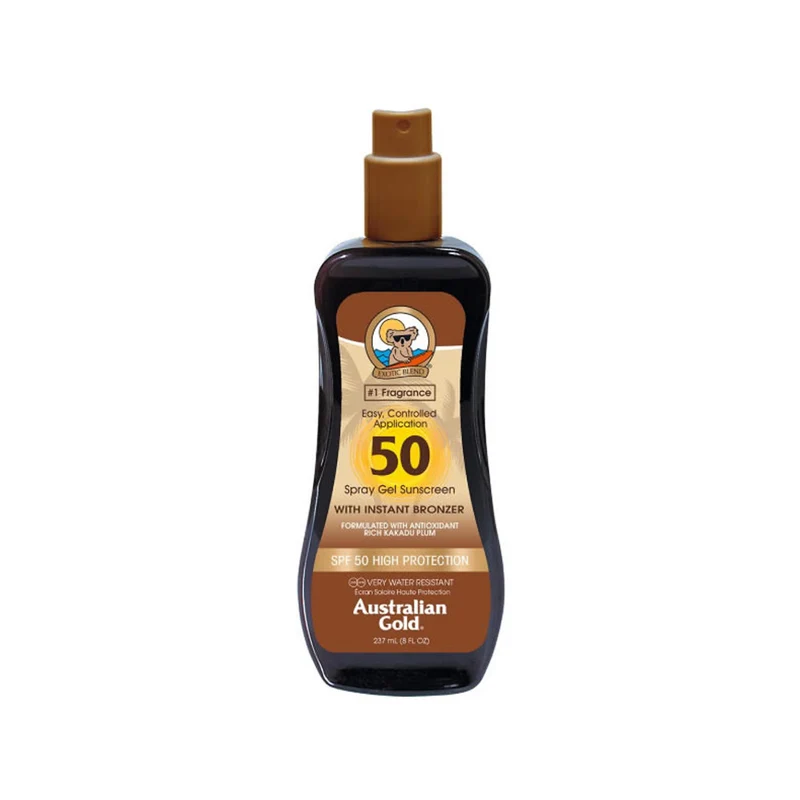 Spray Gel Sunscreen SPF50 con Instant Bronzer