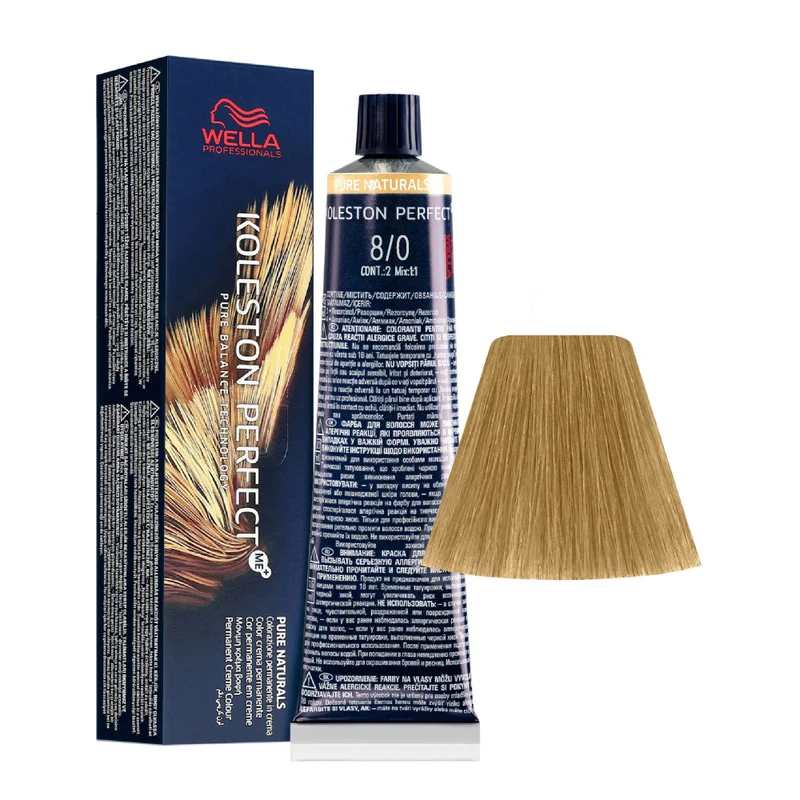 Wella Koleston Perfect Me+ Pure Naturals 8/0 Biondo Chiaro Intenso 60ml - colorazione permanente