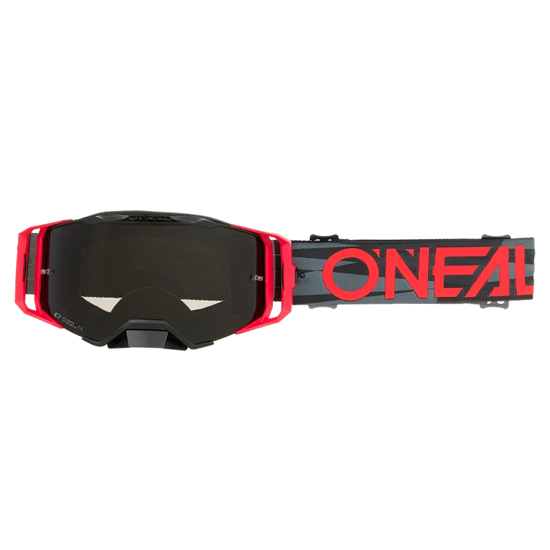 Maschera O'NEAL B-33 ICTUS Nero/Rosso Schermo Grigio