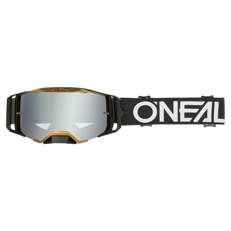 Maschera O'NEAL B-33 HEXA Nero/Oro Schermo Silver Mirror