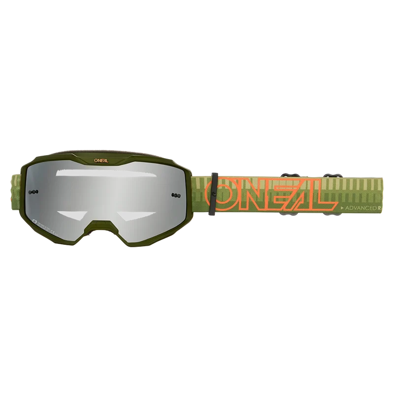Maschera O'NEAL B-10 STRIPED Verde/Arancione Lente Silver Mirror