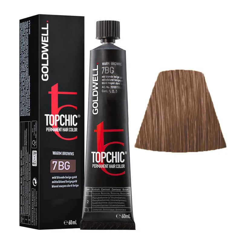 Goldwell Topchic Tube 7BG Medium Blonde Beige Gold 60ml - colore permanente in tubo