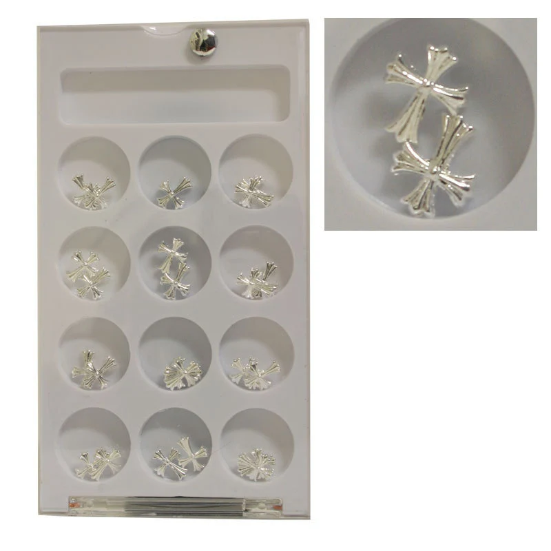 Decoro unghie Beauty nail Croce Argento Lucido Lunga ASN21