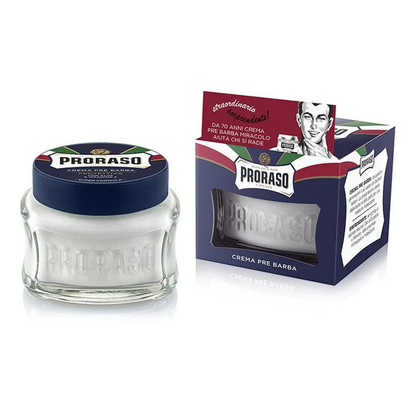Crema Pre Barba Protettiva Aloe e Vitamina E Proraso Linea Blu 100 ml.