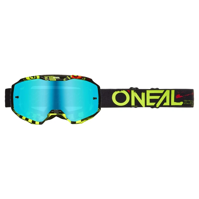 Maschera O'NEAL B-10 ATTACK Nero/Giallo Fluo Visore Radium Blu