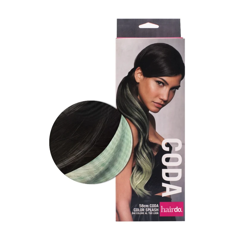 Hairdo Coda Color Splash Medium Brown / Light Green 58 cm - coda verde chiaro su castano scuro