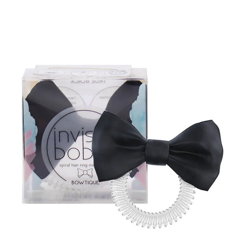 Invisibobble Bowtique True Black - elastico a spirale con fiocchetto