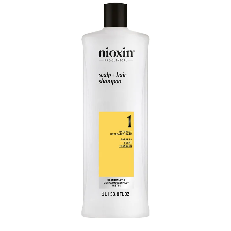 Nioxin Sistema 1 Scalp + Hair Shampoo 1000ml - shampoo anti assottigliamento lieve