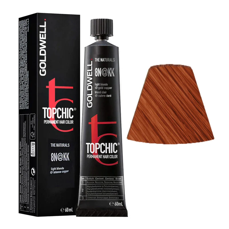 Goldwell Topchic Tube 8N@KK Light Blonde Elumenated Intense Copper 60ml - colore permanente in tubo