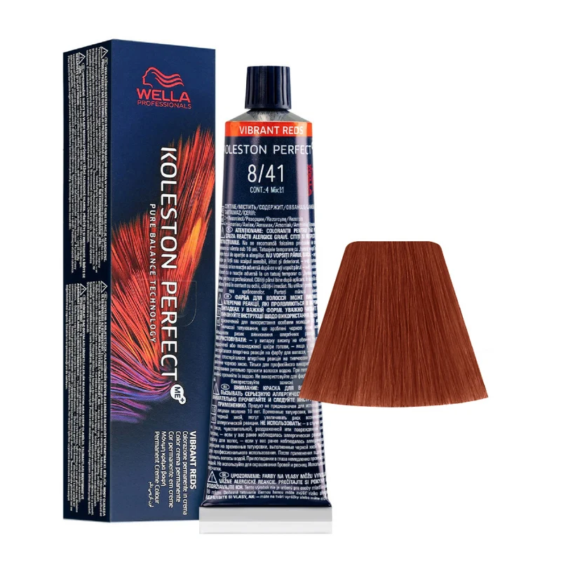 Wella Koleston Perfect Me+ Vibrant Reds 8/41 Biondo Chiaro Rame Cenere 60ml - colorazione permanente