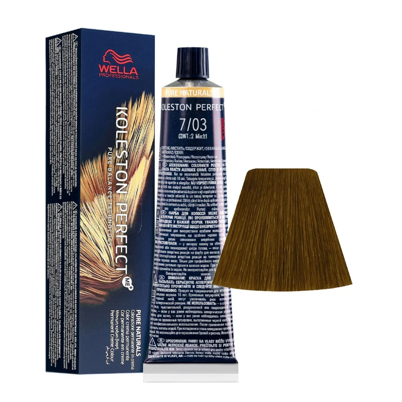 Wella Koleston Perfect Me+ Pure Naturals 7/03 Biondo Medio Naturale Dorato 60ml - colorazione permanente