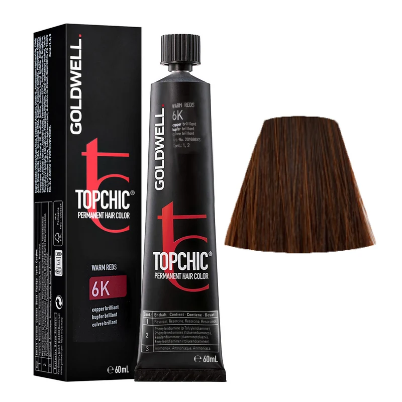 Goldwell Topchic Tube 6K Brilliant Copper 60ml - colore permanente in tubo