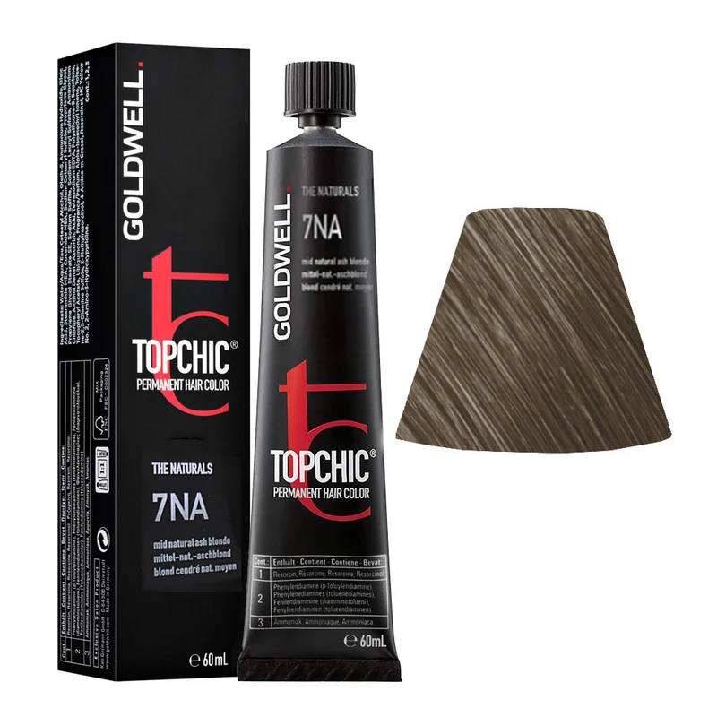 Goldwell Topchic Tube 7NA Medium Natural Ash Blonde 60ml - colore permanente in tubo